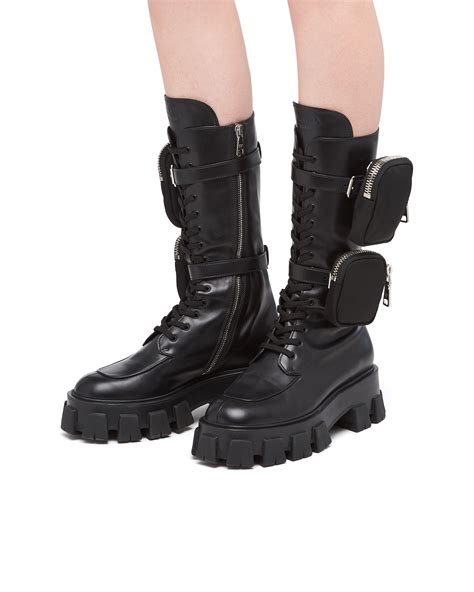 prada monolith leather boots women|Prada monolith boots women's.